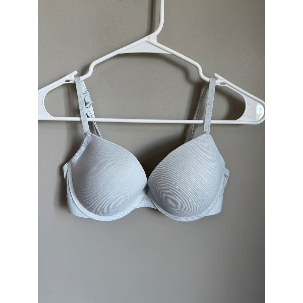 Nautica Women Light Blue Ribbed Underwire Bra 36C Classic Everyday Basic Comfort